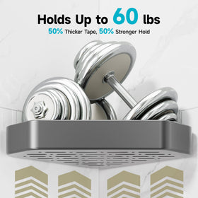 Veken towel bar integrated into corner unit dries towels efficiently.