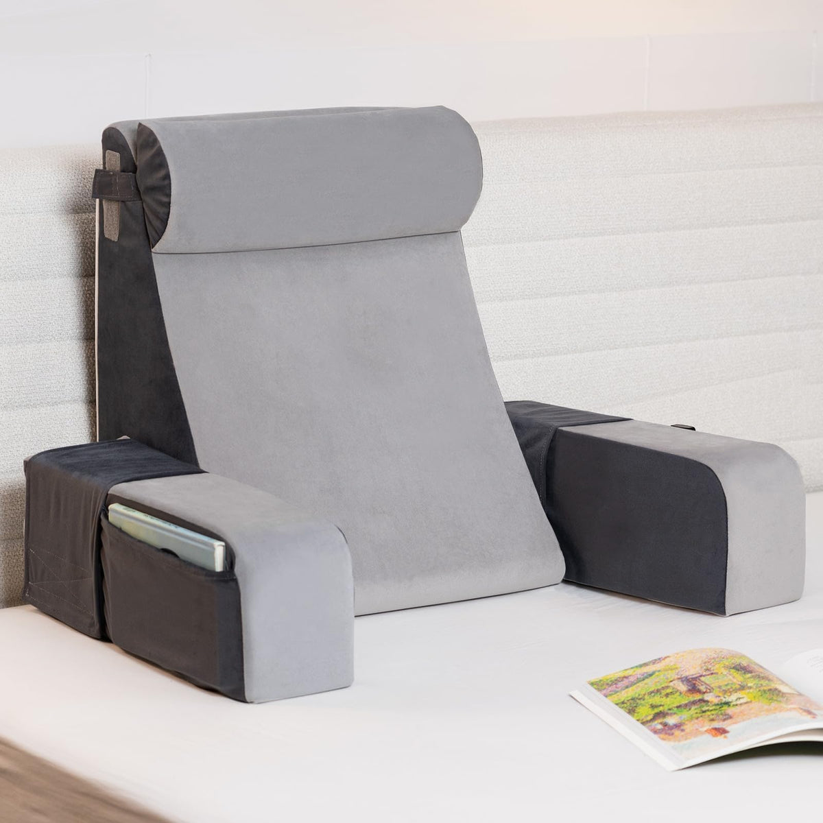 Vekkia 21-reading-pillow with 60-degree backrest for ergonomic bed comfort
