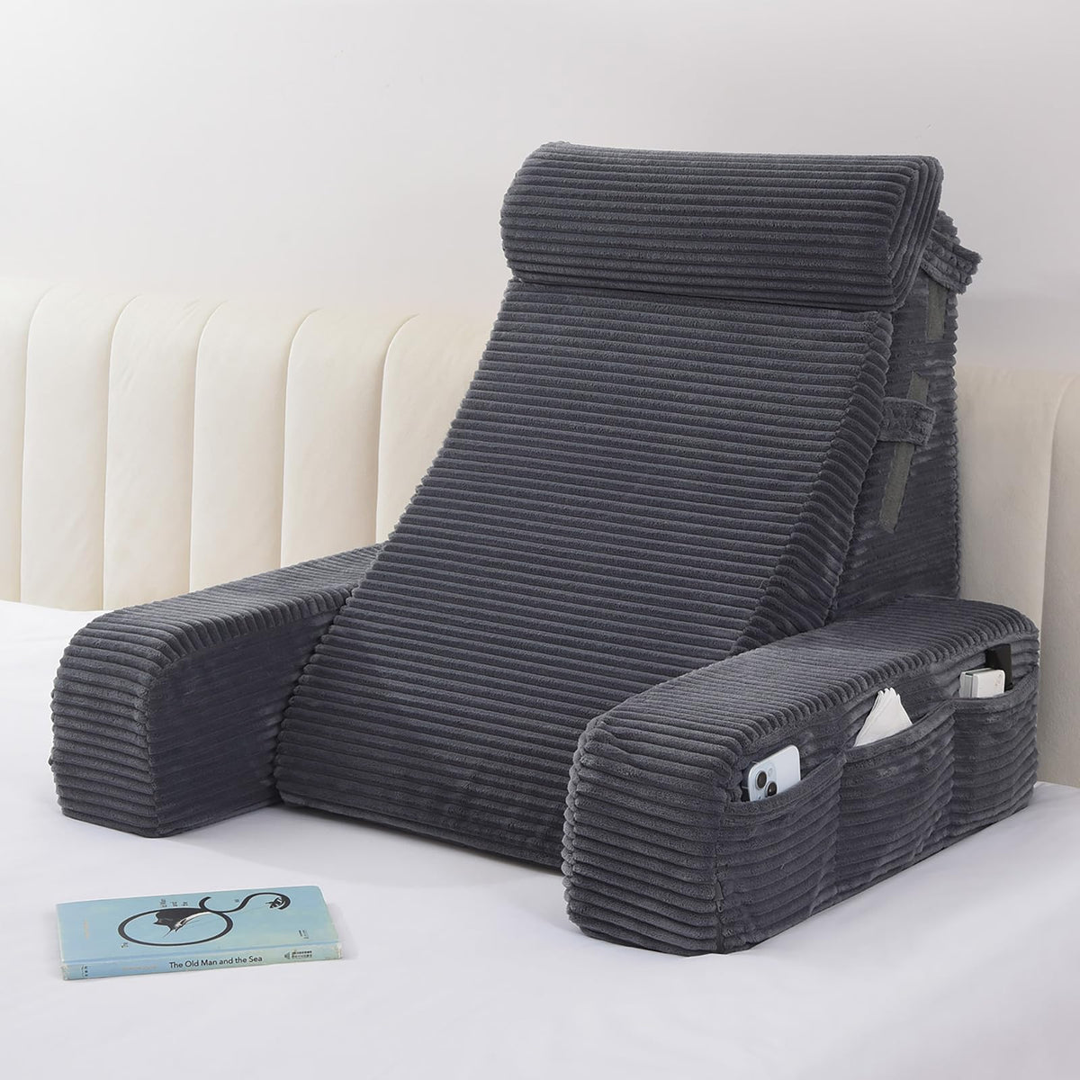 Vekkia adjustable reading pillow backrest front view for versatile upright seating and relaxing at home