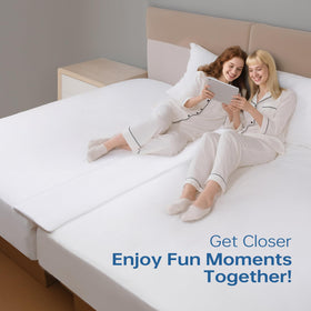 Vekkia bed bridge works with adjustable beds when mattress heights align.
