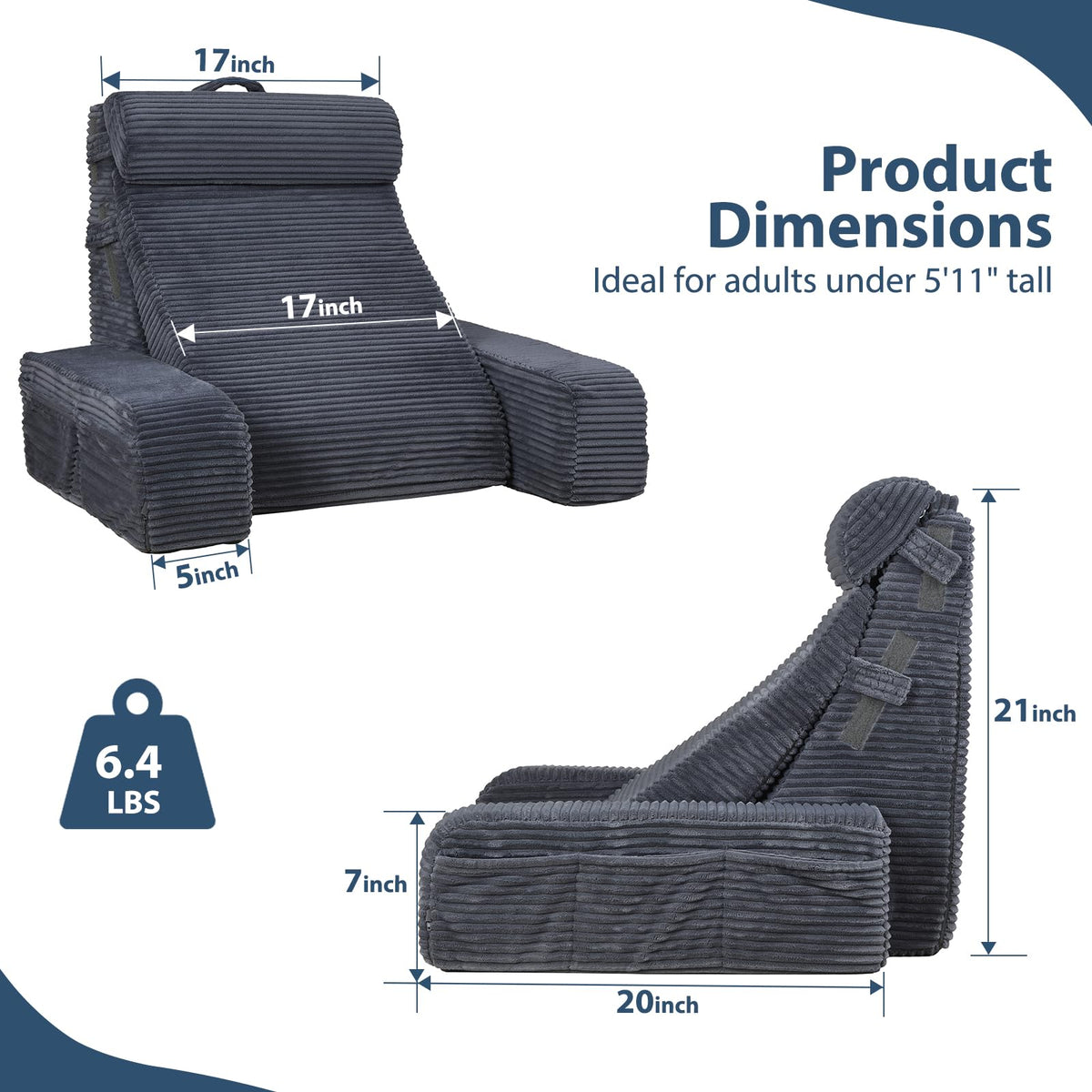 Vekkia bed-chair use scene showing reading, gaming, and relaxing