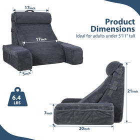 Vekkia bed-chair use scene showing reading, gaming, and relaxing