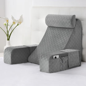 Vekkia reading pillow backrest offers ergonomic support for comfortable lounging.