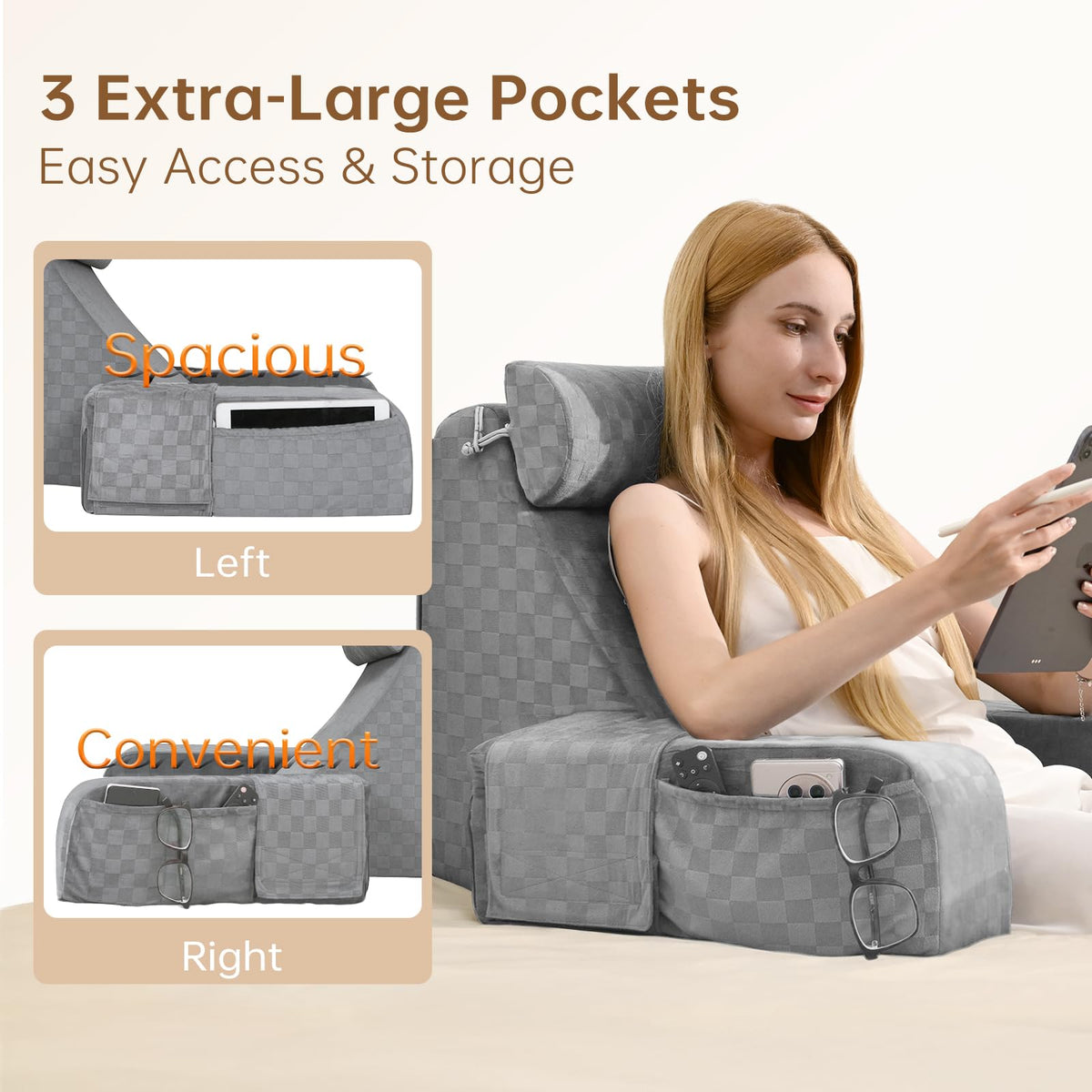 Vekkia reading pillow enhances gaming comfort with supported posture.