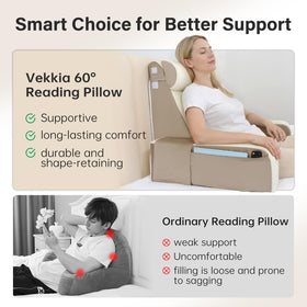 Vekkia reading pillow with adjustable headrest for tailored neck comfort during TV time.