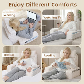Ultra-soft plush cover delivers a cozy touch during afternoon reading sessions.