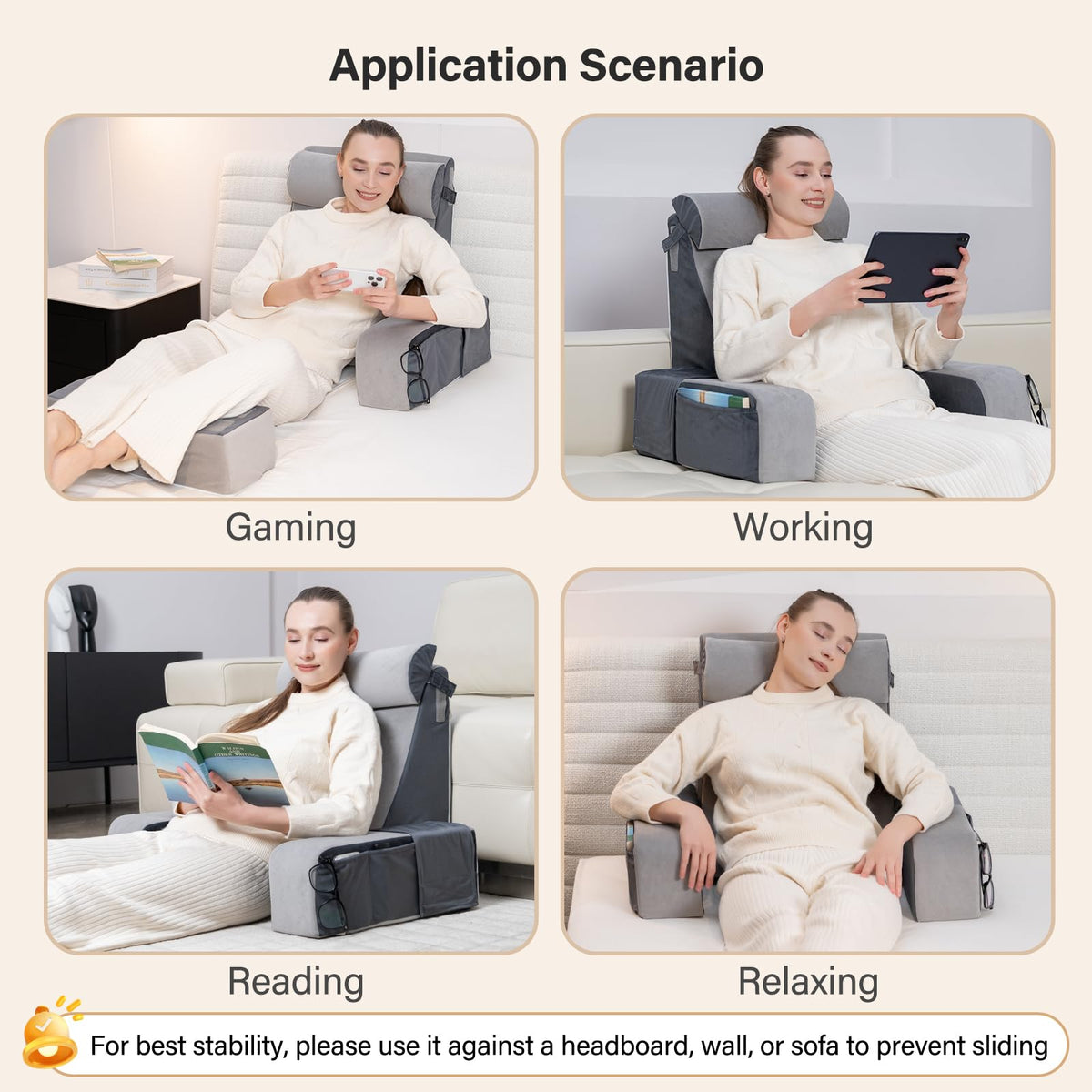 Vekkia removable armrests double as extra pillows for adaptable comfort