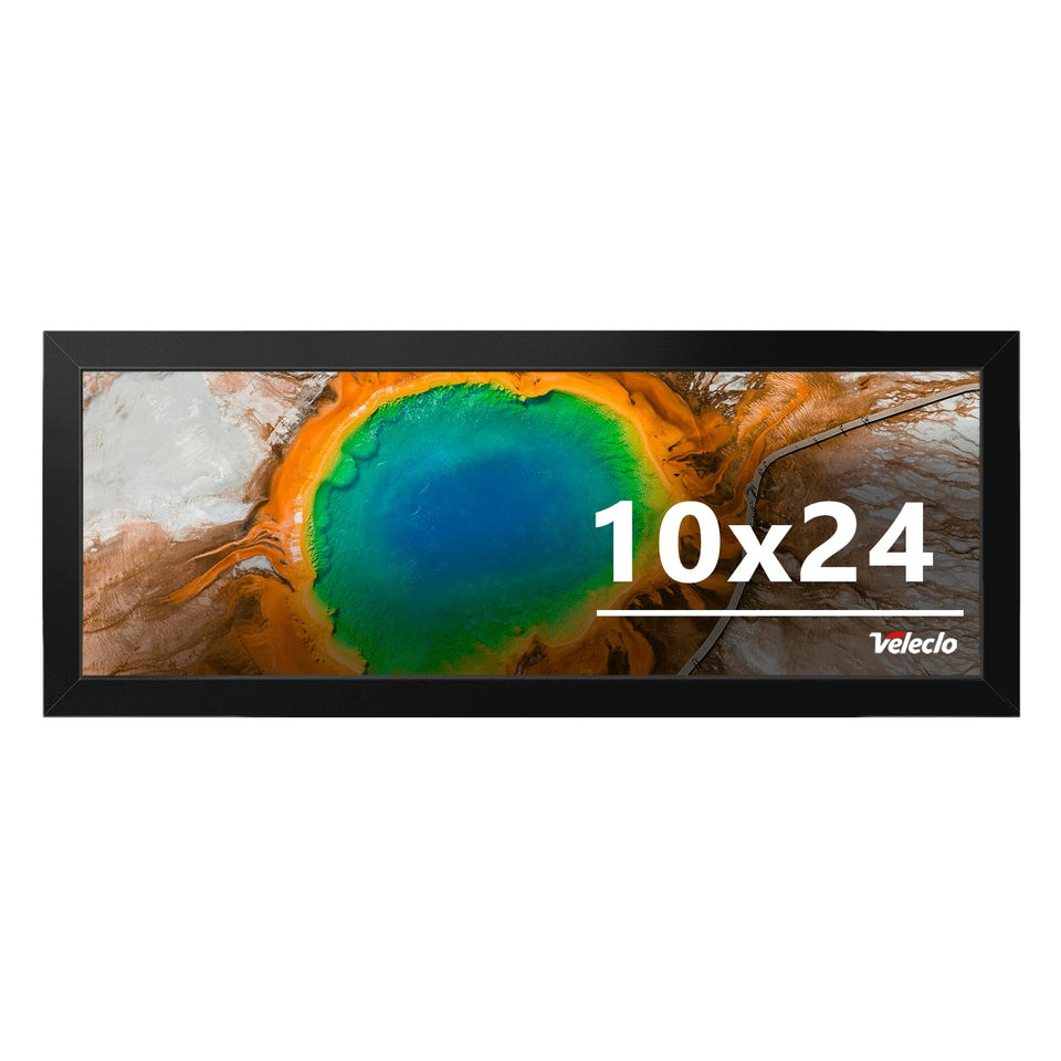 Veleclo 10x24 picture frame for wall display with shatterproof plexiglass, safe for homes