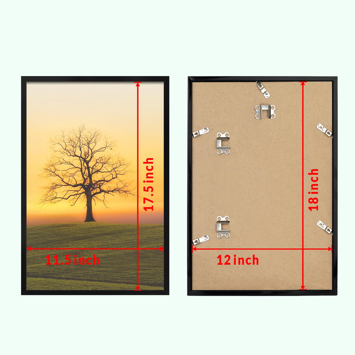 Closeup of Veleclo shatterproof plexiglass insert in 12x18 frame