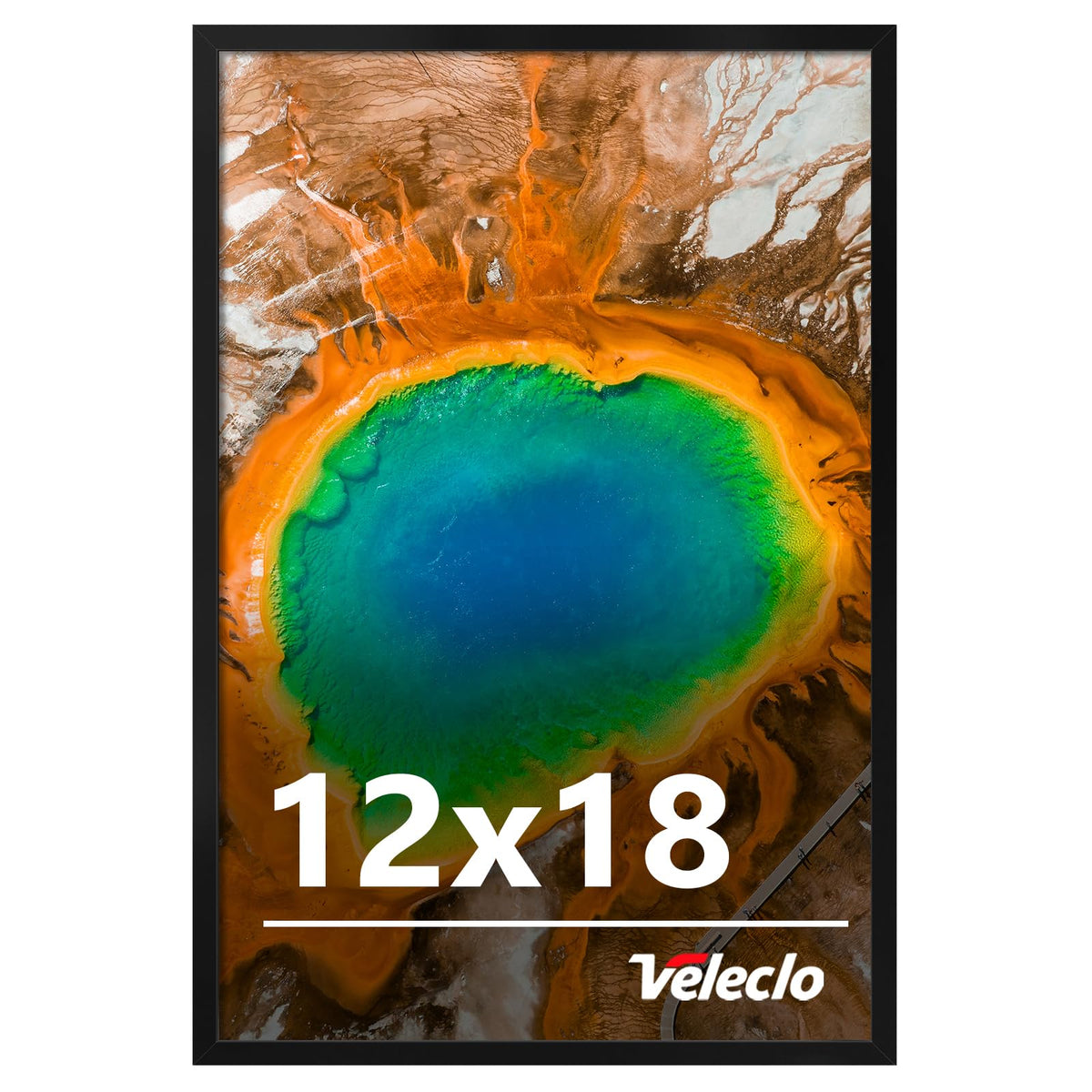 Veleclo 12x18 frame front view for wall display with black finish