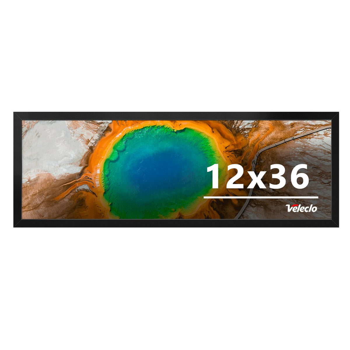 Veleclo 12x36 frame front view with black border for wall display