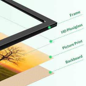 Veleclo 13.5x40 frame hanging hardware enables vertical or horizontal display.