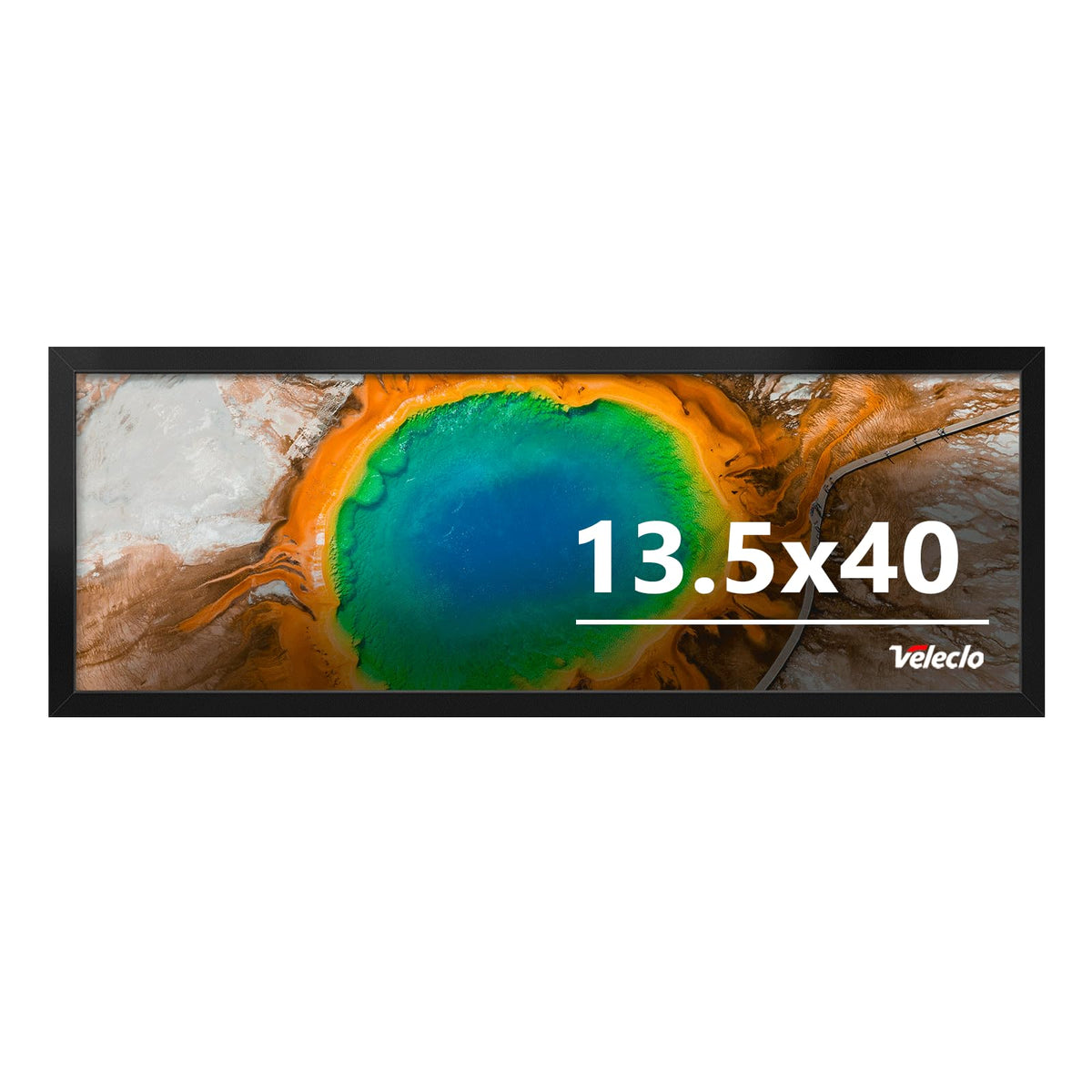 Veleclo 13.5x40 frame wall-front view demonstrates durable PVC and shatterproof plexiglass.