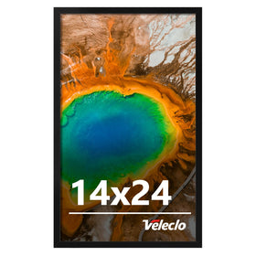 Veleclo 14x24 frame on wall, durable PVC for safe, stylish displays.