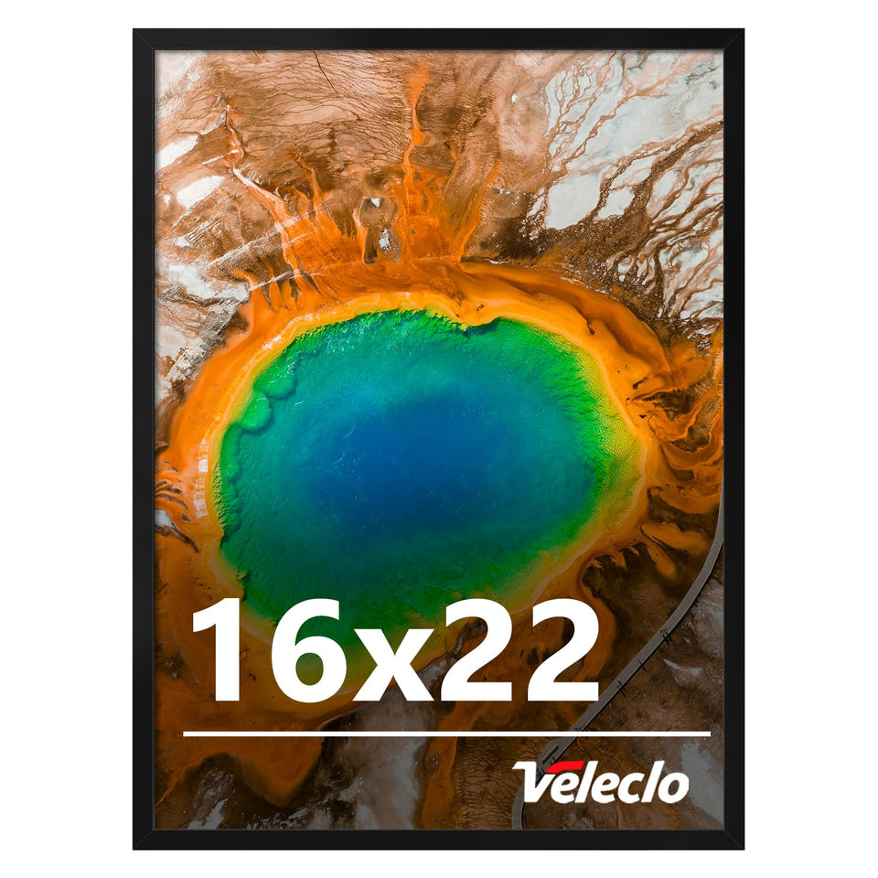 Veleclo 16x22 frame front view with shatter‑resistant plexiglass for safe wall display.