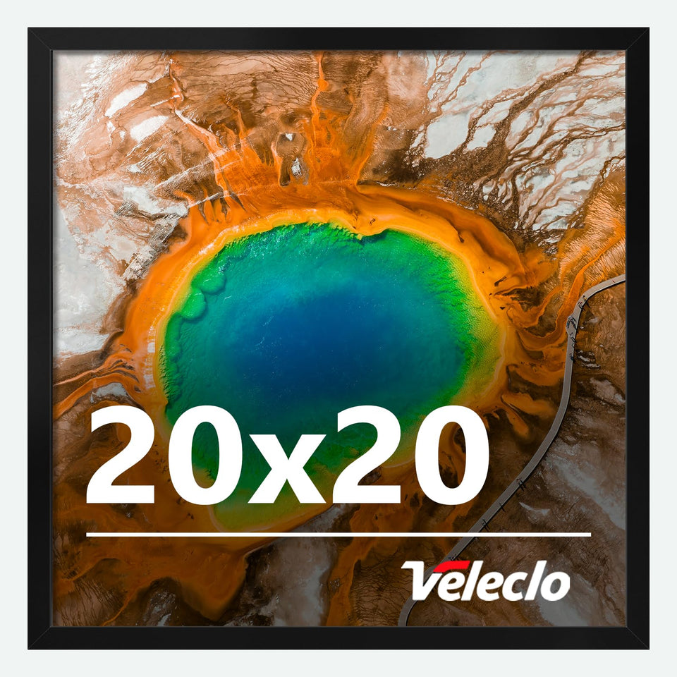 Veleclo 20x20 frame on wall with black finish for gallery-style display.