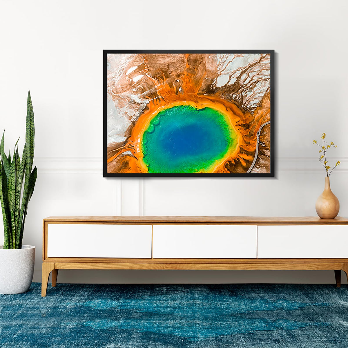 Veleclo frame on a wall shows a clean, modern display.