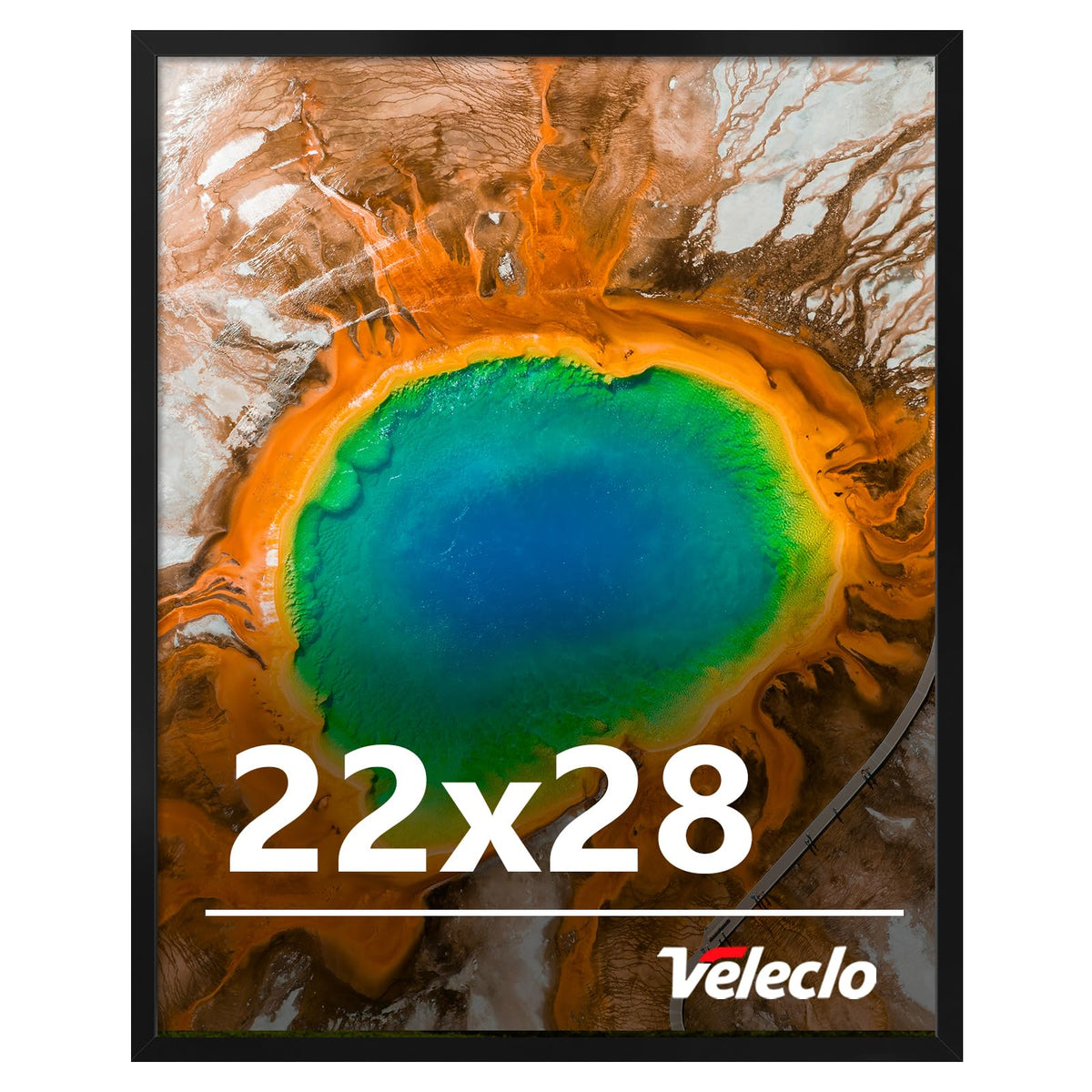 Veleclo 22x28 frame front view with black finish for gallery walls.