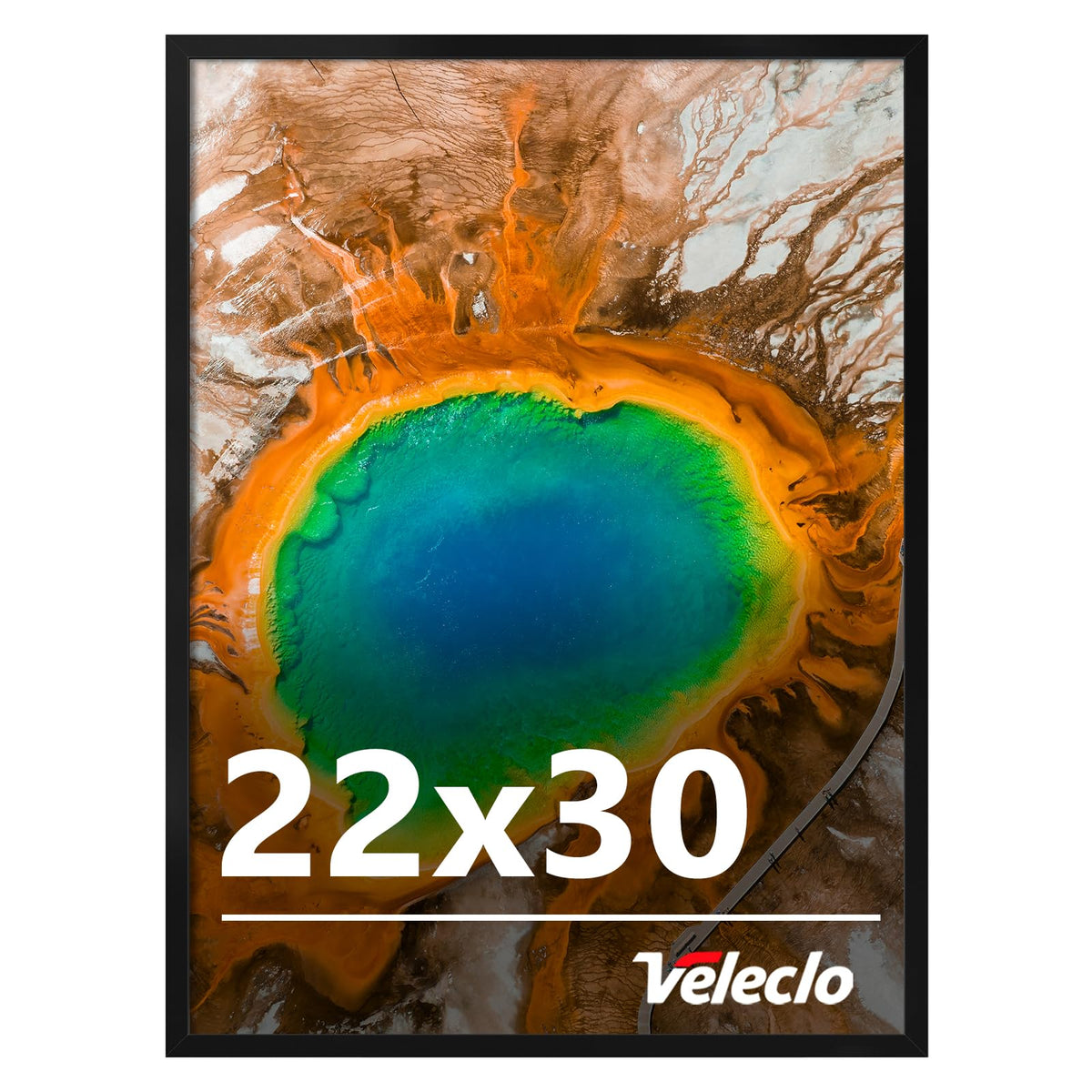 Veleclo 22x30 frame on wall with black finish for gallery style displays