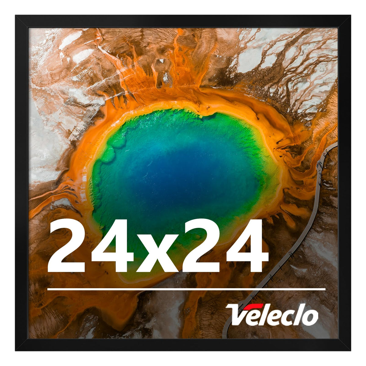 Veleclo 24x24 frame front-view on wall with a clean display