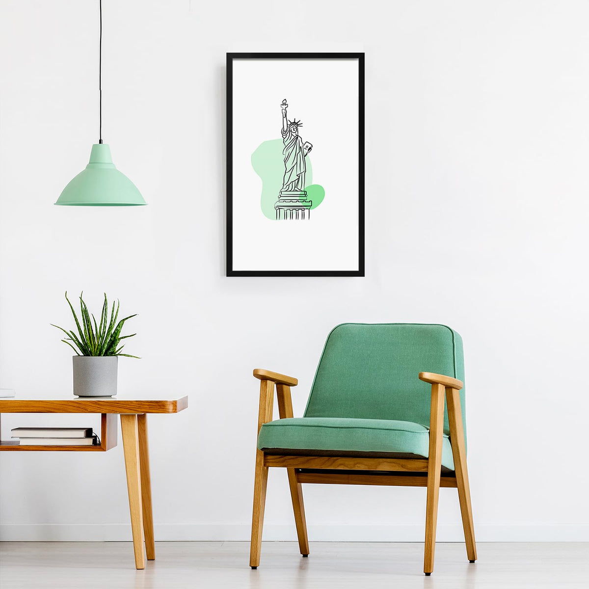 Veleclo frame includes hanging hardware for vertical or horizontal wall mounting.