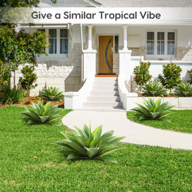 Velener agave faux plant near porch—no watering required for easy maintenance