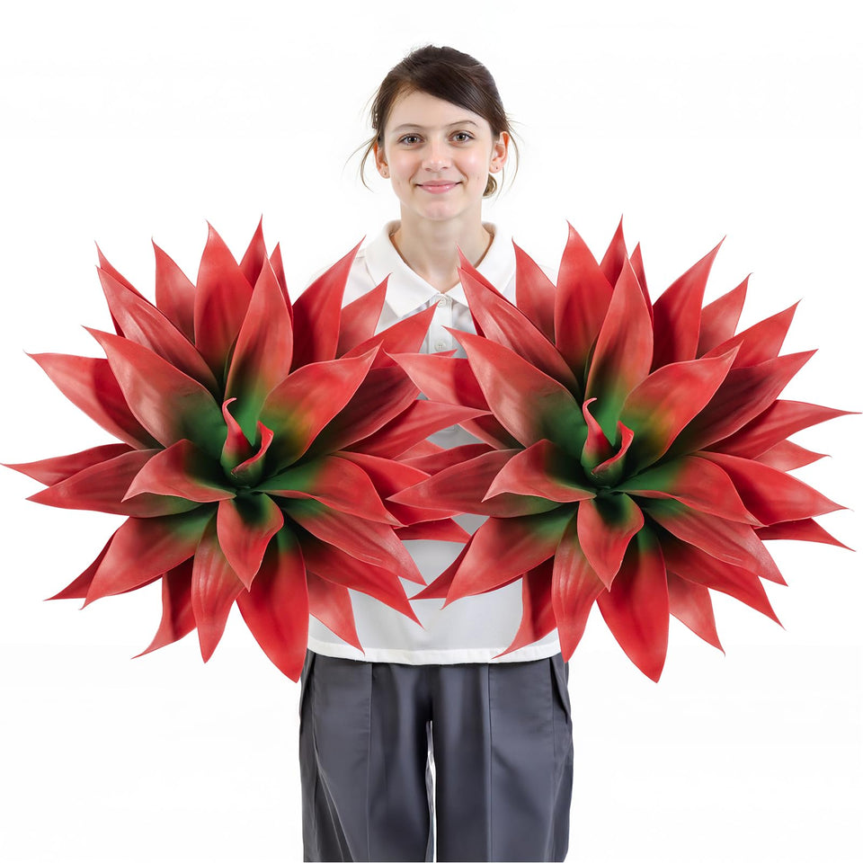 Velener Fall red fake agave plant for outdoor decor enhances curb appeal.