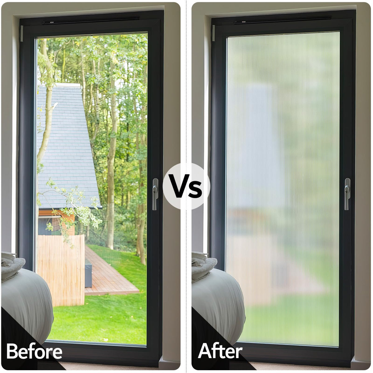 VELIMAX frosted look film adds reeded texture to glass surfaces.