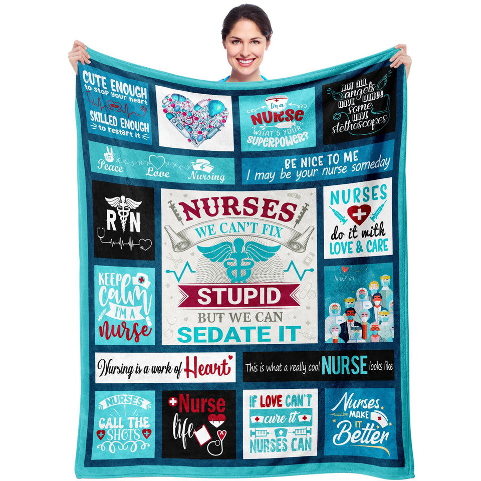 Velivn Funny Nurse Gift blanket close-up texture shows plush softness and warmth.