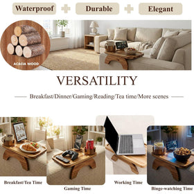 Vellabliss armrest table clip-on design fits most couches securely.