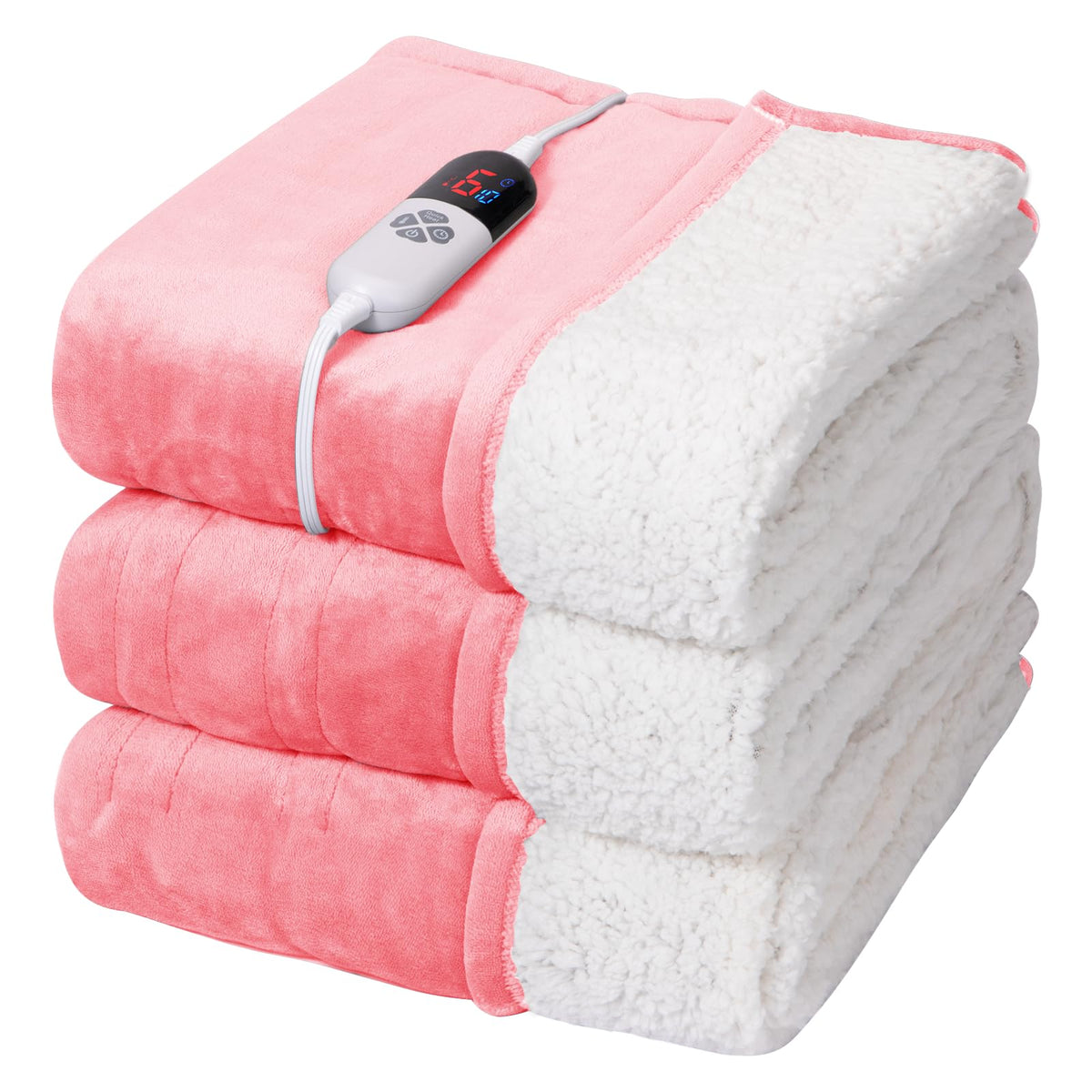 VELLUBAM Electric Blanket Full Size Pink Flannel offers cozy warmth for chilly nights.