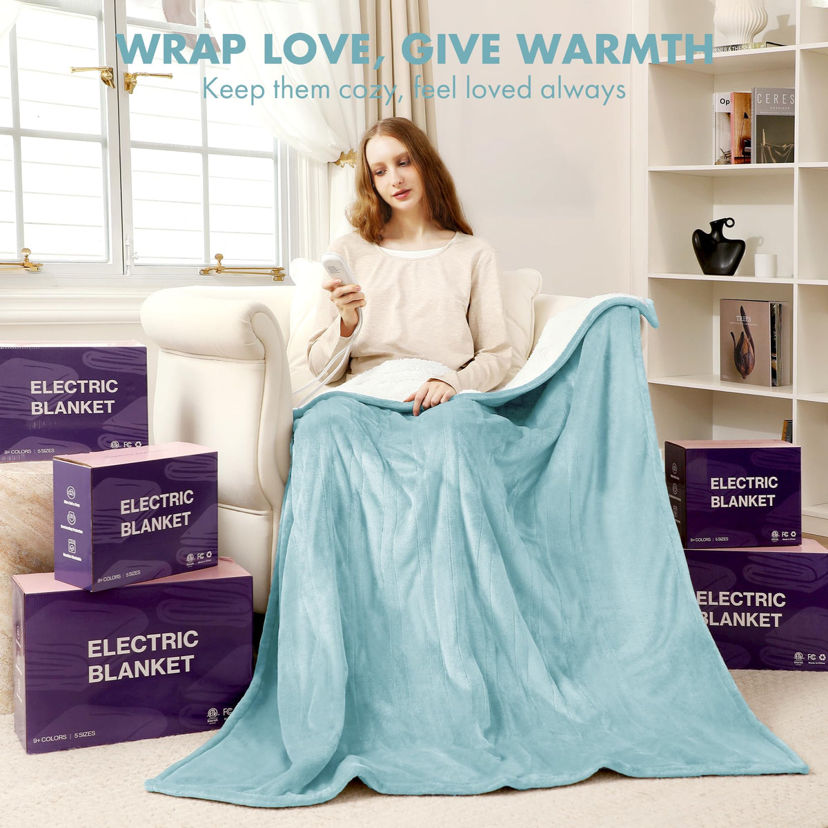 VELLUBAM electric blanket gift idea with stylish blue design