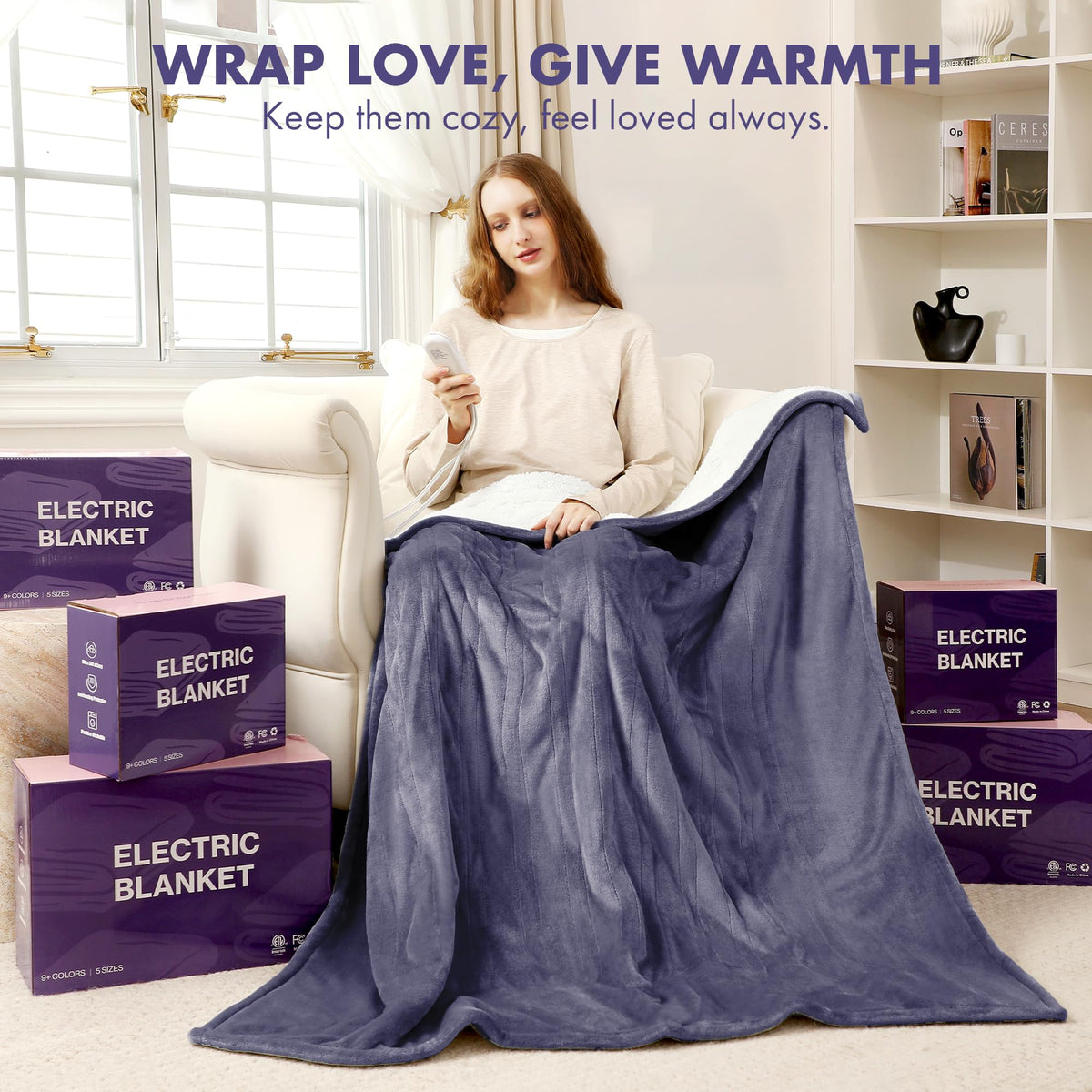 VELLUBAM heated blanket throw machine washable for easy care.