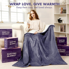 VELLUBAM heated blanket throw machine washable for easy care.