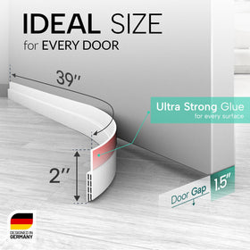 Vellure door sweep adhesive strip adheres firmly to door surfaces.