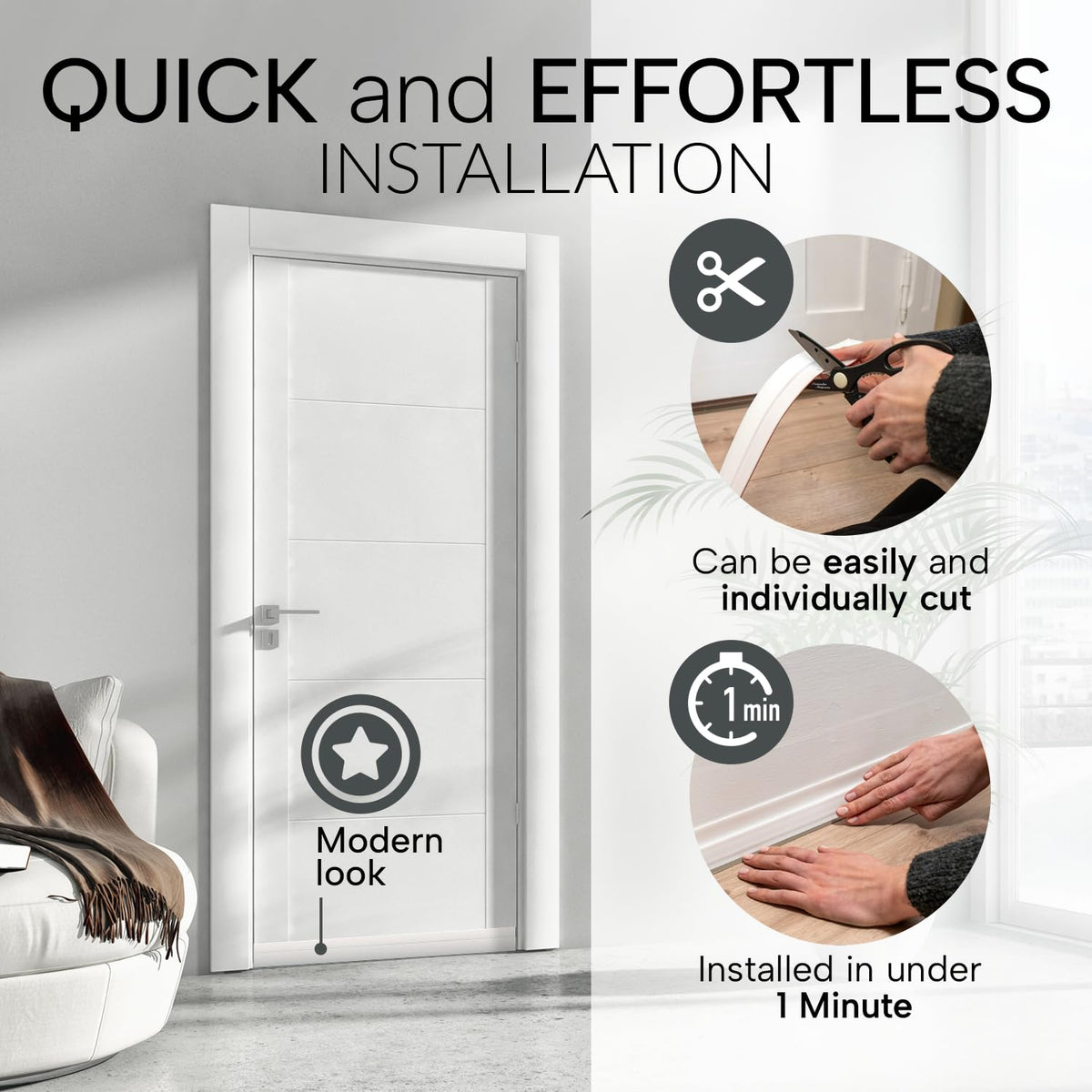 Vellure energy-saving door seal helps maintain room temperature.