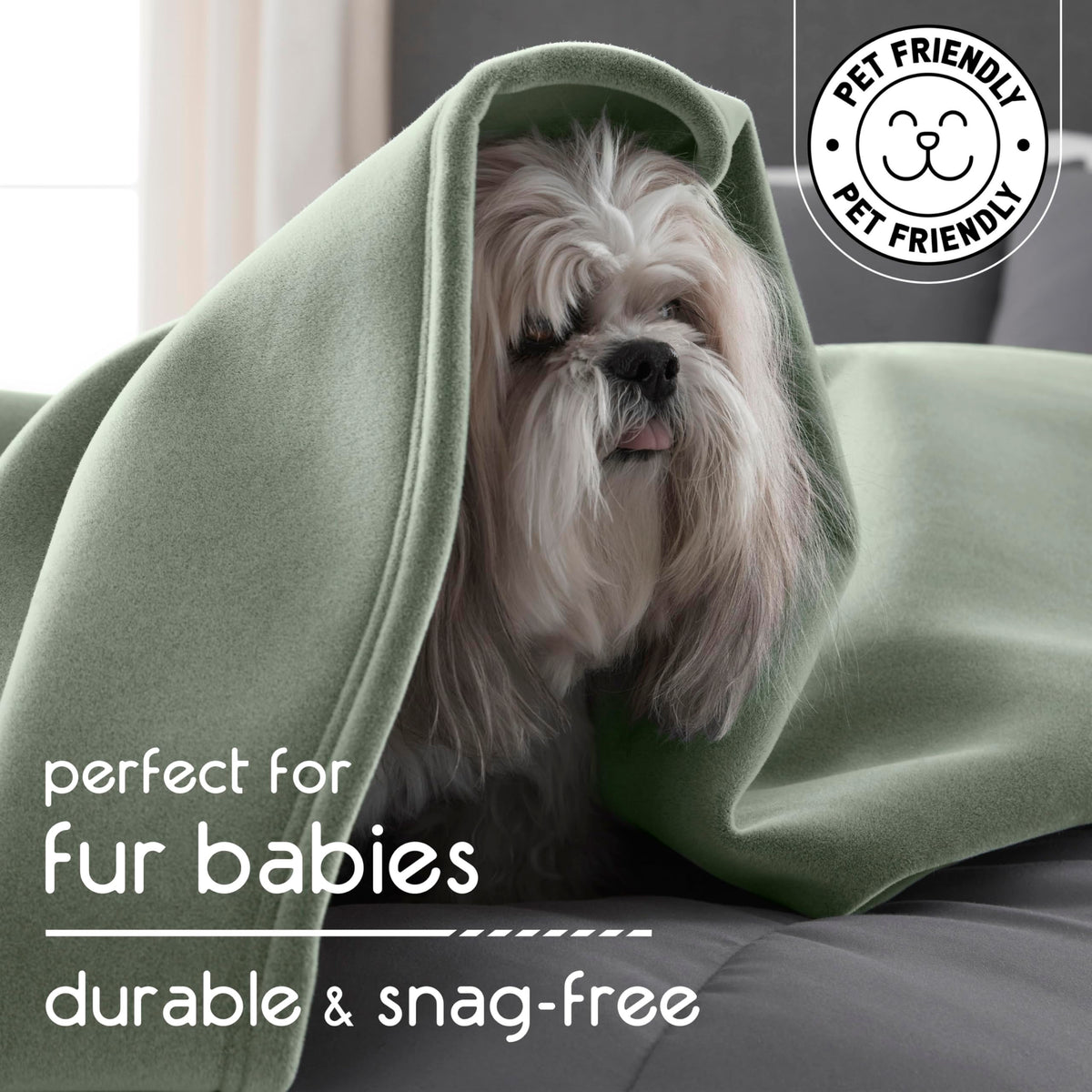 Vellux Original Queen Blanket draped over a sofa demonstrates lightweight all-season versatility