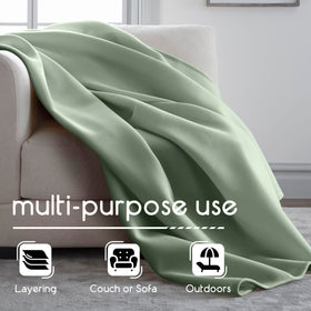 Vellux Original Queen Blanket folded in a basket shows compact, travel-ready storage