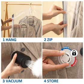 VELMADE compact storage setup illustrates easy closet organization and space savings.