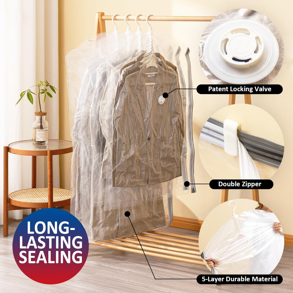 VELMADE hanger demonstrates five-clothes capacity for efficient storage.