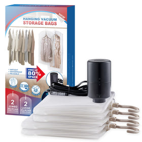 VELMADE long hanging vacuum bags save coats and clear space in the closet.