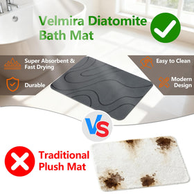 Velmira Stone Bath Mat offers a minimalist gray design for modern bathrooms.
