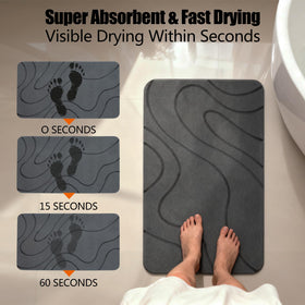 Velmira Stone Bath Mat dries fast and reduces moisture on floors.