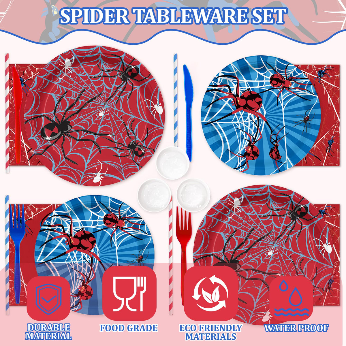 Velmyice spider-napkins-6-5in: coordinating napkins for quick cleanups.