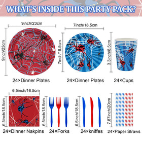 Velmyice spider-plates-9in-blue-red: colorful 9-inch plates ideal for larger portions.