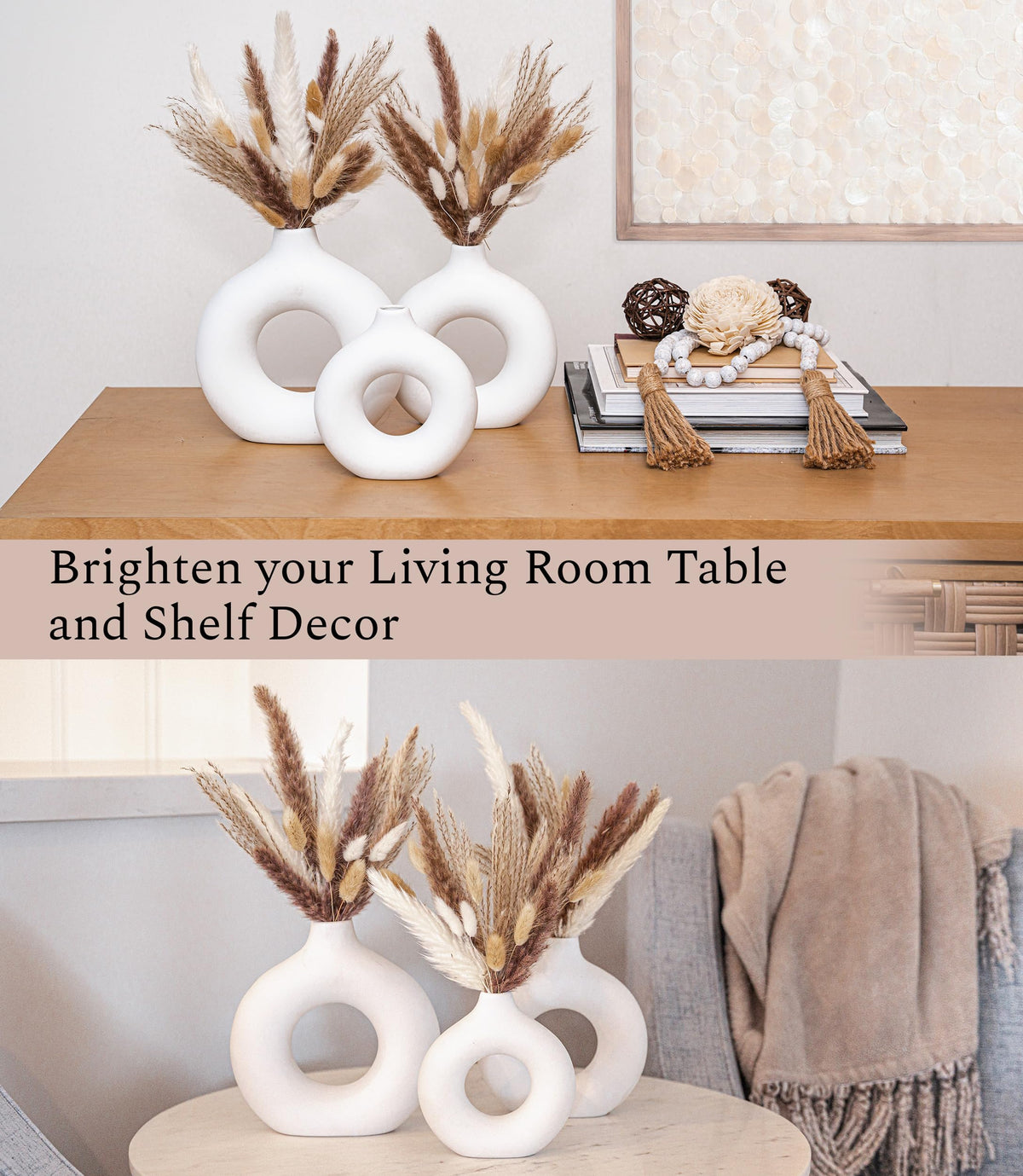 VELOVA three vase sizes offer versatile display on shelves, tables, or desks