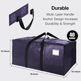 Velvetsure 40-gallon blue bags show durable coated polypropylene material