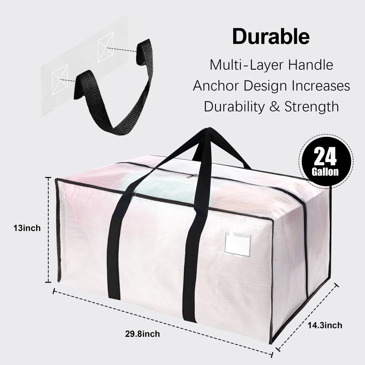VELVETSURE 86L capacity stores bulky items securely for moving.