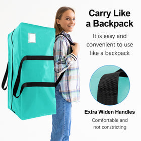 VELVETSURE aquamarine moving bags with moistureproof coating protecting fabrics.