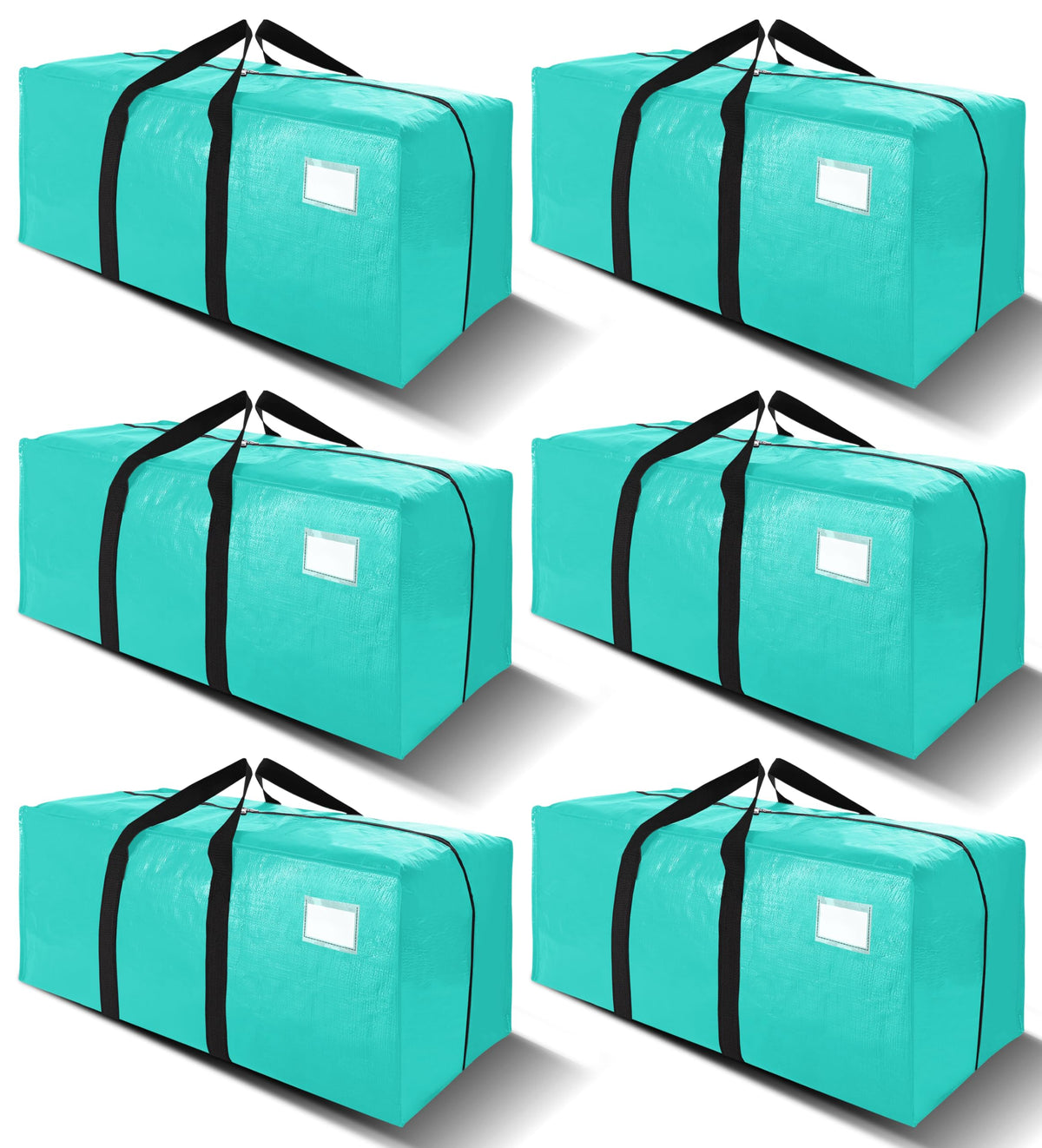 VELVETSURE aquamarine moving bags packed for a full wardrobe and decor haul.